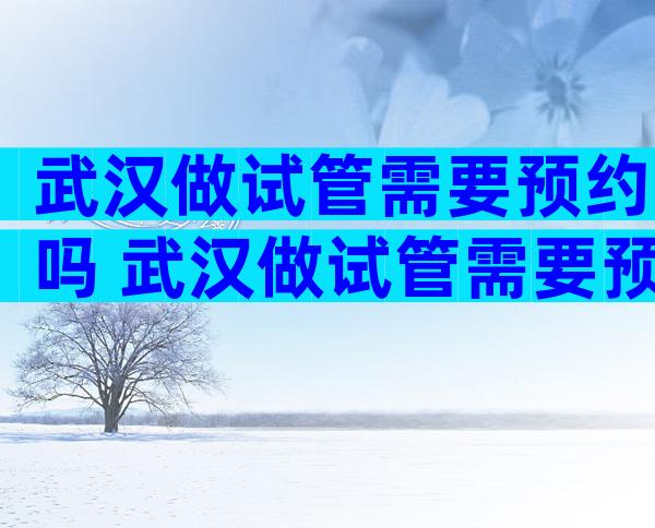 武汉做试管需要预约吗 武汉做试管需要预约吗多少钱